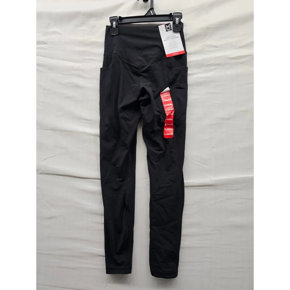 Member's Mark Womens High-Rise Ankle Leggings Black Nylon Blend Athletic Size XS